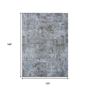HomeRoots 5' Blue and Taupe Abstract Area Rug - Stylish, Washable, Durable Design for Indoor and Outdoor Spaces 10' X 14' 630530