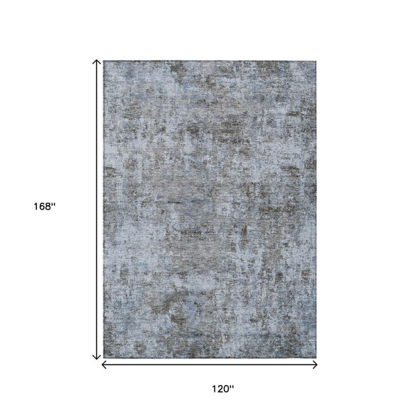 HomeRoots 5' Blue and Taupe Abstract Area Rug - Stylish, Washable, Durable Design for Indoor and Outdoor Spaces 10' X 14' 630530