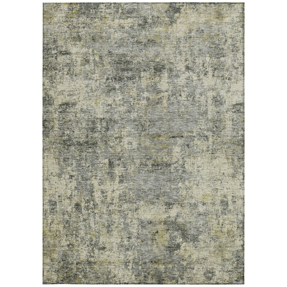 HomeRoots 5' Contemporary Pewter and Beige Abstract Area Rug - Washable, Indoor/Outdoor, Durable Design 5' X 8' 630532