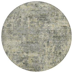 HomeRoots 5' Contemporary Pewter and Beige Abstract Area Rug - Washable, Indoor/Outdoor, Durable Design 8' Round 630533