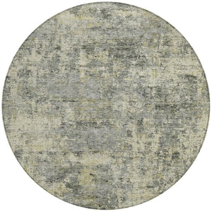 HomeRoots 5' Contemporary Pewter and Beige Abstract Area Rug - Washable, Indoor/Outdoor, Durable Design 8' Round 630533