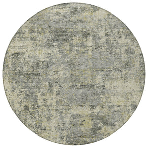 HomeRoots 5' Contemporary Pewter and Beige Abstract Area Rug - Washable, Indoor/Outdoor, Durable Design 8' Round 630533