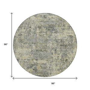 HomeRoots 5' Contemporary Pewter and Beige Abstract Area Rug - Washable, Indoor/Outdoor, Durable Design 8' Round 630533