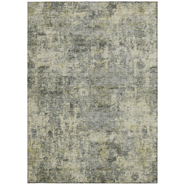 HomeRoots 5' Contemporary Pewter and Beige Abstract Area Rug - Washable, Indoor/Outdoor, Durable Design 8' X 10' 630534