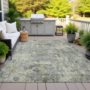 HomeRoots 5' Contemporary Pewter and Beige Abstract Area Rug - Washable, Indoor/Outdoor, Durable Design 8' X 10' 630534