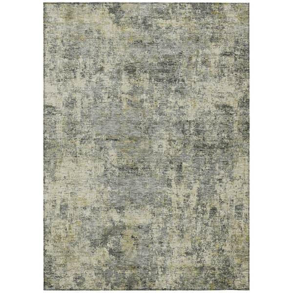 HomeRoots 5' Contemporary Pewter and Beige Abstract Area Rug - Washable, Indoor/Outdoor, Durable Design 8' X 10' 630534