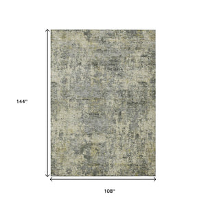 HomeRoots 5' Contemporary Pewter and Beige Abstract Area Rug - Washable, Indoor/Outdoor, Durable Design 9' X 12' 630535