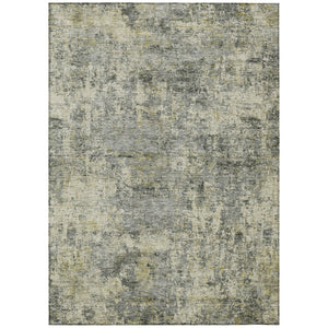 HomeRoots 5' Contemporary Pewter and Beige Abstract Area Rug - Washable, Indoor/Outdoor, Durable Design 9' X 12' 630535
