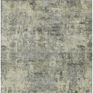 HomeRoots 5' Contemporary Pewter and Beige Abstract Area Rug - Washable, Indoor/Outdoor, Durable Design 9' X 12' 630535