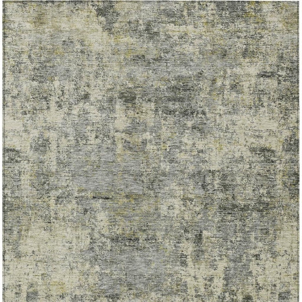 HomeRoots 5' Contemporary Pewter and Beige Abstract Area Rug - Washable, Indoor/Outdoor, Durable Design 9' X 12' 630535
