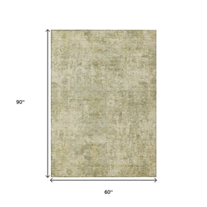 HomeRoots 5' Sage and Beige Abstract Area Rug - Stylish, Washable Design for Indoor and Outdoor Spaces 5' X 8' 630538