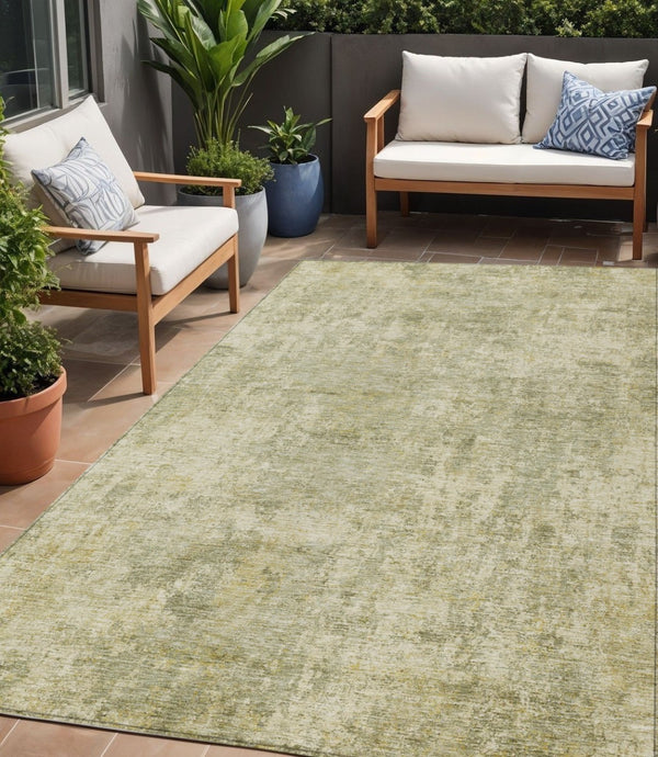 HomeRoots 5' Sage and Beige Abstract Area Rug - Stylish, Washable Design for Indoor and Outdoor Spaces 5' X 8' 630538