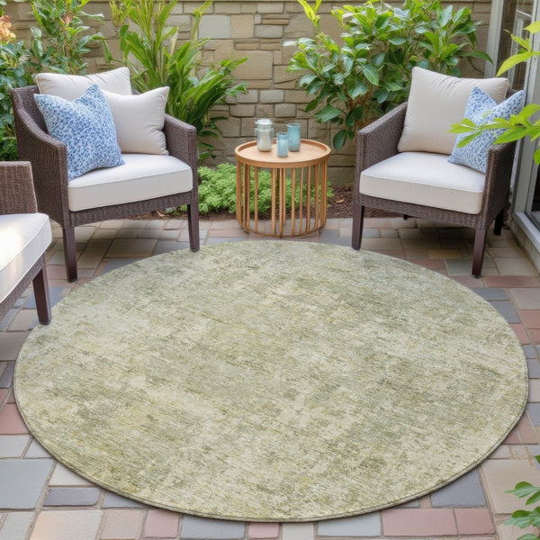 HomeRoots 5' Sage and Beige Abstract Area Rug - Stylish, Washable Design for Indoor and Outdoor Spaces 8' Round 630539