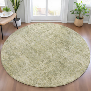 HomeRoots 5' Sage and Beige Abstract Area Rug - Stylish, Washable Design for Indoor and Outdoor Spaces 8' Round 630539