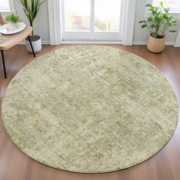 HomeRoots 5' Sage and Beige Abstract Area Rug - Stylish, Washable Design for Indoor and Outdoor Spaces 8' Round 630539