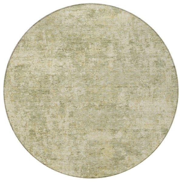 HomeRoots 5' Sage and Beige Abstract Area Rug - Stylish, Washable Design for Indoor and Outdoor Spaces 8' Round 630539