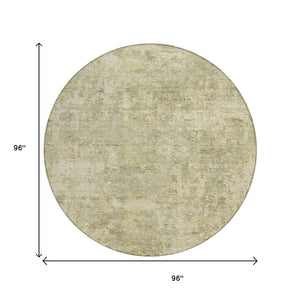 HomeRoots 5' Sage and Beige Abstract Area Rug - Stylish, Washable Design for Indoor and Outdoor Spaces 8' Round 630539