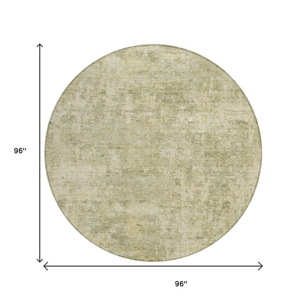 HomeRoots 5' Sage and Beige Abstract Area Rug - Stylish, Washable Design for Indoor and Outdoor Spaces 8' Round 630539