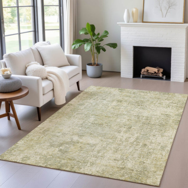 HomeRoots 5' Sage and Beige Abstract Area Rug - Stylish, Washable Design for Indoor and Outdoor Spaces 9' X 12' 630541