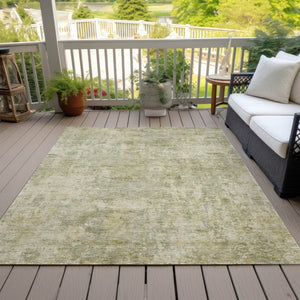 HomeRoots 5' Sage and Beige Abstract Area Rug - Stylish, Washable Design for Indoor and Outdoor Spaces 9' X 12' 630541