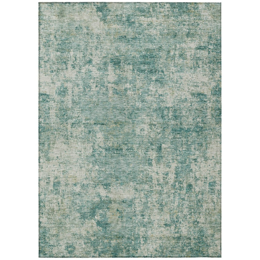 HomeRoots 5' Teal Blue and Beige Abstract Area Rug - Washable, Durable Design for Indoor and Outdoor Spaces 5' X 8' 630544