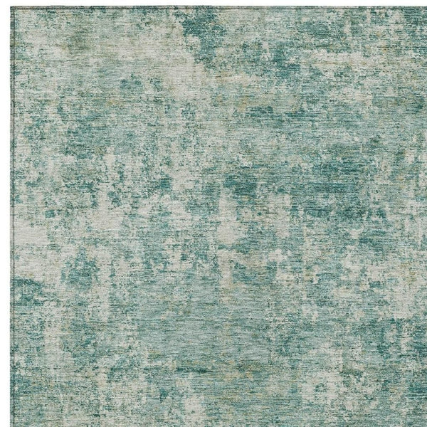 HomeRoots 5' Teal Blue and Beige Abstract Area Rug - Washable, Durable Design for Indoor and Outdoor Spaces 5' X 8' 630544