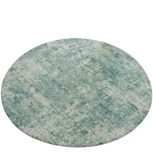 HomeRoots 5' Teal Blue and Beige Abstract Area Rug - Washable, Durable Design for Indoor and Outdoor Spaces 8' Round 630545