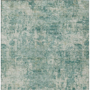 HomeRoots 5' Teal Blue and Beige Abstract Area Rug - Washable, Durable Design for Indoor and Outdoor Spaces 8' X 10' 630546