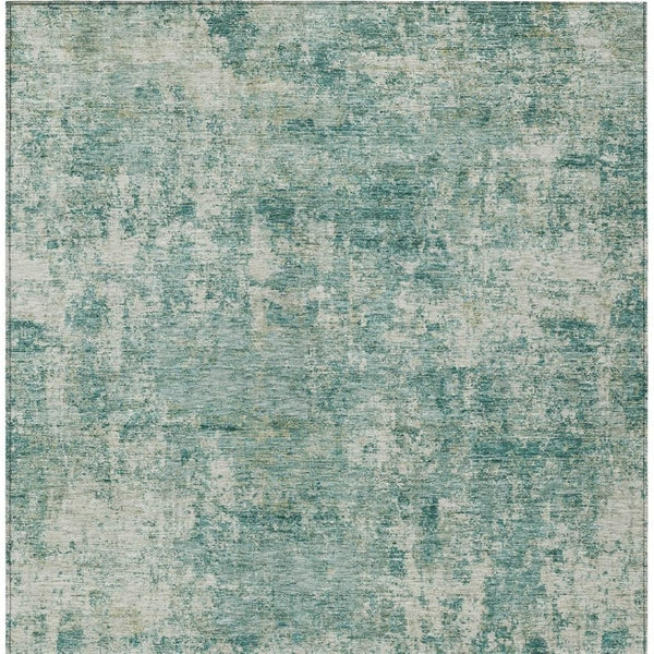 HomeRoots 5' Teal Blue and Beige Abstract Area Rug - Washable, Durable Design for Indoor and Outdoor Spaces 8' X 10' 630546