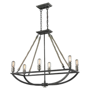 Natural Rope 13'' Wide 6-Light Chandelier - Polished Nickel 63055-6 Elk Lighting