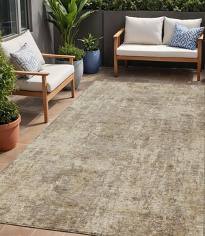 HomeRoots 5' Stylish Taupe and Beige Abstract Area Rug for Indoor Outdoor Use – Durable, Washable, Versatile Design 5' X 8' 630550