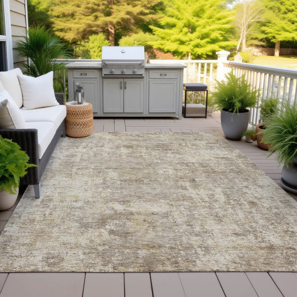 HomeRoots 5' Stylish Taupe and Beige Abstract Area Rug for Indoor Outdoor Use – Durable, Washable, Versatile Design 5' X 8' 630550