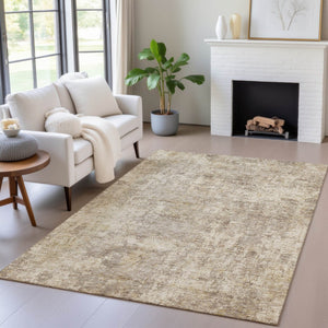 HomeRoots 5' Stylish Taupe and Beige Abstract Area Rug for Indoor Outdoor Use – Durable, Washable, Versatile Design 5' X 8' 630550