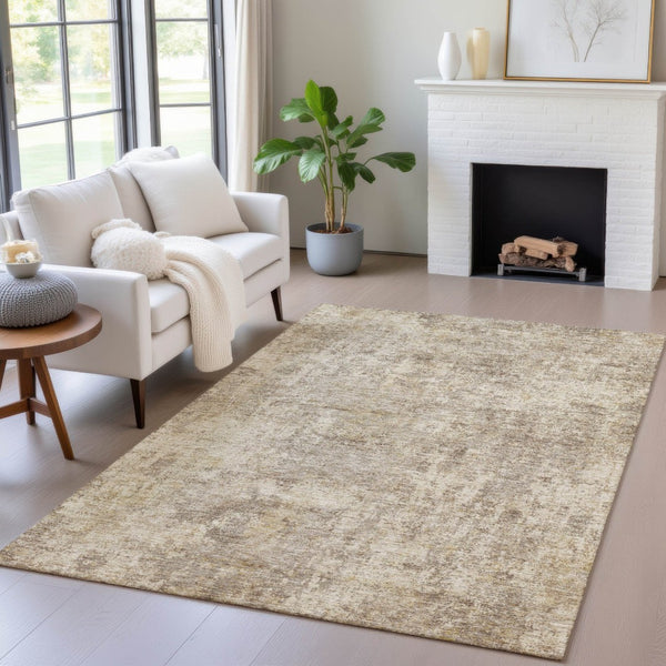 HomeRoots 5' Stylish Taupe and Beige Abstract Area Rug for Indoor Outdoor Use – Durable, Washable, Versatile Design 5' X 8' 630550