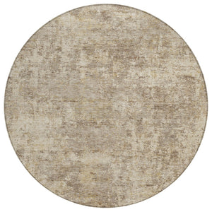 HomeRoots 5' Stylish Taupe and Beige Abstract Area Rug for Indoor Outdoor Use – Durable, Washable, Versatile Design 8' Round 630551