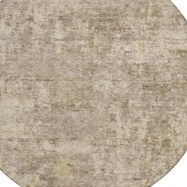 HomeRoots 5' Stylish Taupe and Beige Abstract Area Rug for Indoor Outdoor Use – Durable, Washable, Versatile Design 8' Round 630551