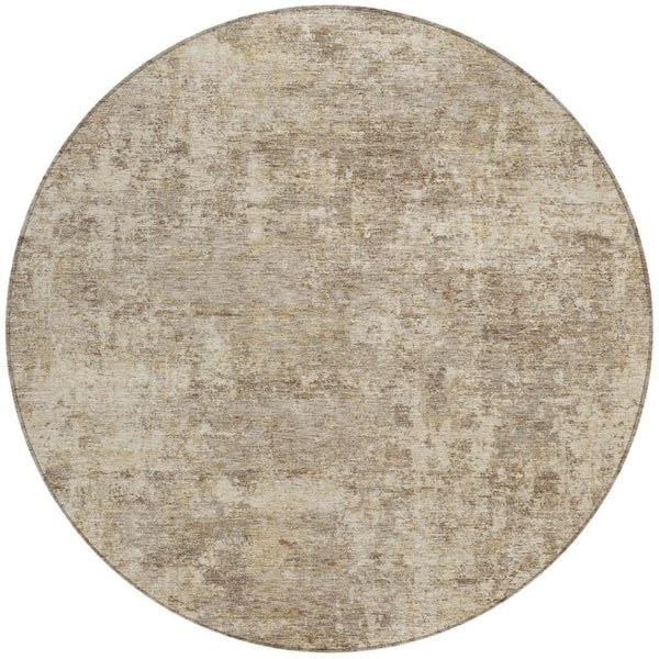 HomeRoots 5' Stylish Taupe and Beige Abstract Area Rug for Indoor Outdoor Use – Durable, Washable, Versatile Design 8' Round 630551