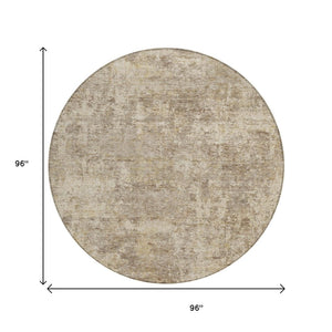 HomeRoots 5' Stylish Taupe and Beige Abstract Area Rug for Indoor Outdoor Use – Durable, Washable, Versatile Design 8' Round 630551