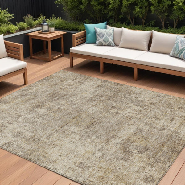 HomeRoots 5' Stylish Taupe and Beige Abstract Area Rug for Indoor Outdoor Use – Durable, Washable, Versatile Design 10' X 14' 630554