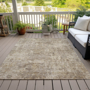 HomeRoots 5' Stylish Taupe and Beige Abstract Area Rug for Indoor Outdoor Use – Durable, Washable, Versatile Design 10' X 14' 630554