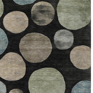 HomeRoots 5' Bold Geometric Black and Teal Blue Indoor Outdoor Area Rug - Stylish, Washable, Durable Design 8' X 10' 630558