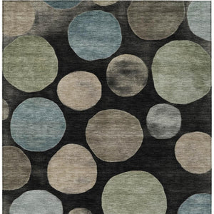 HomeRoots 5' Bold Geometric Black and Teal Blue Indoor Outdoor Area Rug - Stylish, Washable, Durable Design 10' X 14' 630560
