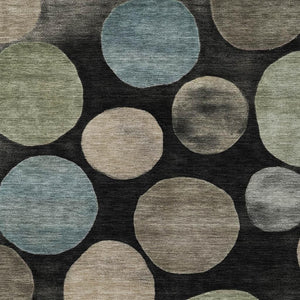 HomeRoots 5' Bold Geometric Black and Teal Blue Indoor Outdoor Area Rug - Stylish, Washable, Durable Design 10' X 14' 630560