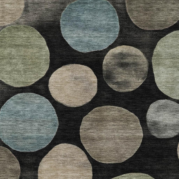 HomeRoots 5' Bold Geometric Black and Teal Blue Indoor Outdoor Area Rug - Stylish, Washable, Durable Design 10' X 14' 630560
