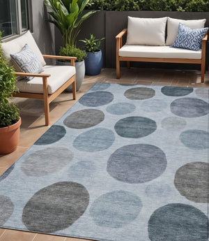 HomeRoots 5' Blue and Gray Geometric Area Rug - Stylish, Durable, Washable for Indoor and Outdoor Spaces 5' X 8' 630562