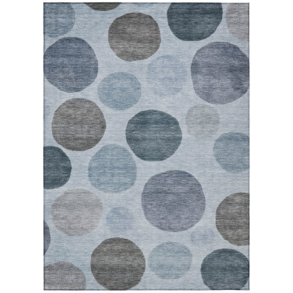HomeRoots 5' Blue and Gray Geometric Area Rug - Stylish, Durable, Washable for Indoor and Outdoor Spaces 5' X 8' 630562