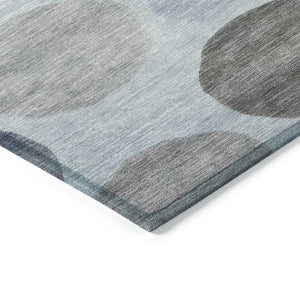 HomeRoots 5' Blue and Gray Geometric Area Rug - Stylish, Durable, Washable for Indoor and Outdoor Spaces 8' Round 630563