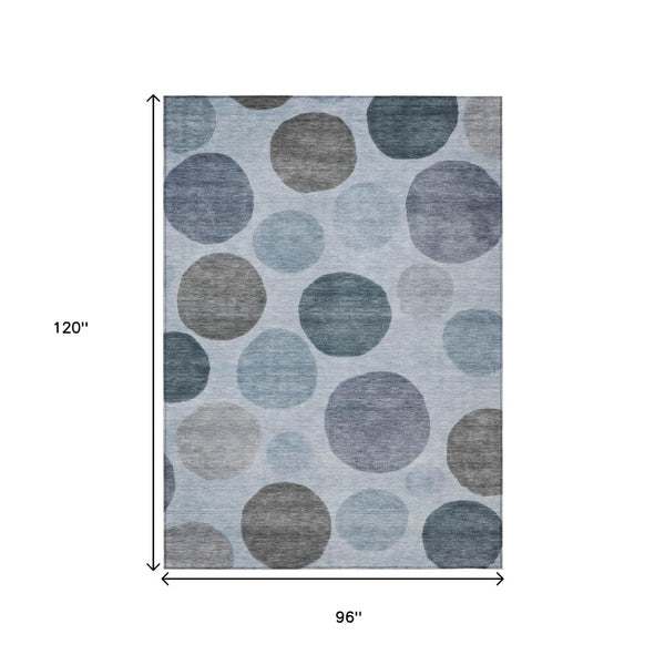 HomeRoots 5' Blue and Gray Geometric Area Rug - Stylish, Durable, Washable for Indoor and Outdoor Spaces 8' X 10' 630564