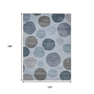 HomeRoots 5' Blue and Gray Geometric Area Rug - Stylish, Durable, Washable for Indoor and Outdoor Spaces 10' X 14' 630566
