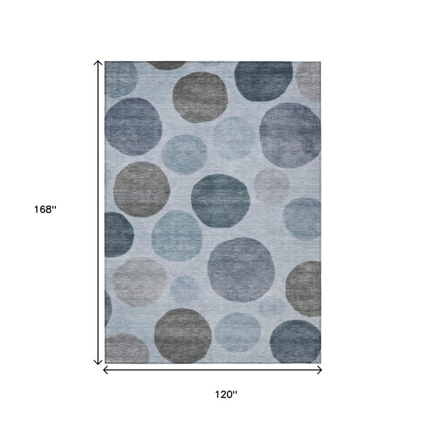 HomeRoots 5' Blue and Gray Geometric Area Rug - Stylish, Durable, Washable for Indoor and Outdoor Spaces 10' X 14' 630566